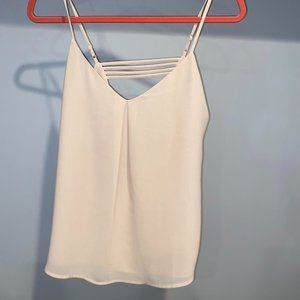 Naked Zebra Beige Strappy Back High Low Tank Top (S)